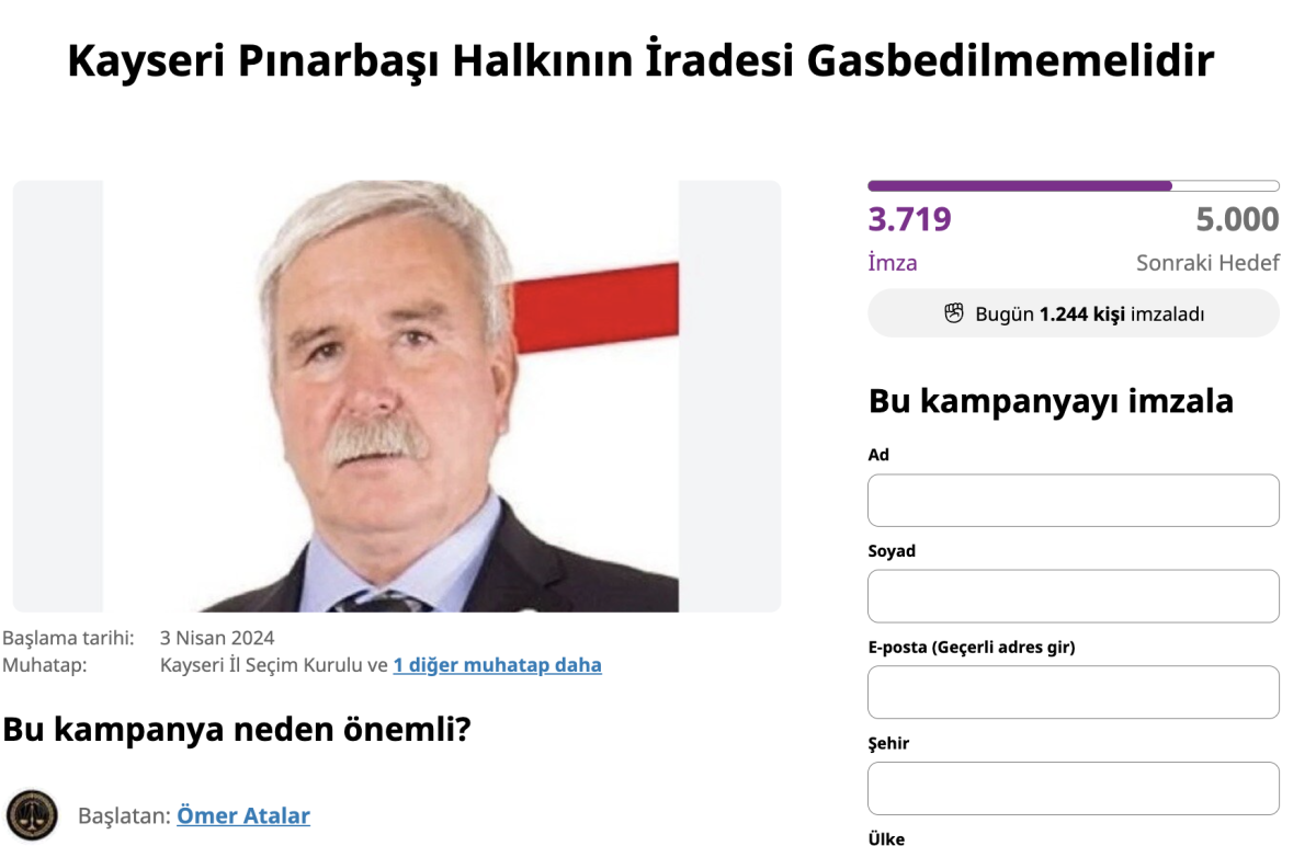 Kayseri-Pınarbaşı’nda Seçimin İptaline Karşı İmza Kampanyası 